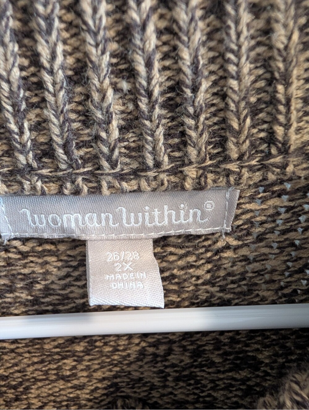 Woman Within 26/28 Plus Long Brown Heathered Knit Button Front Cardigan Pockets - Picture 4 of 5